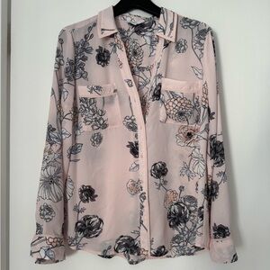 Candie's Pink Flutter Sleeve Button Down Blouse